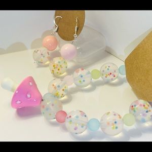 Handmade Chunky mushroom and earring set